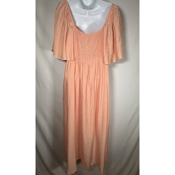 Chic Peach Midi Maternity Dress with Bow Detail - Pink Blush Maternity - Picture 10 of 12